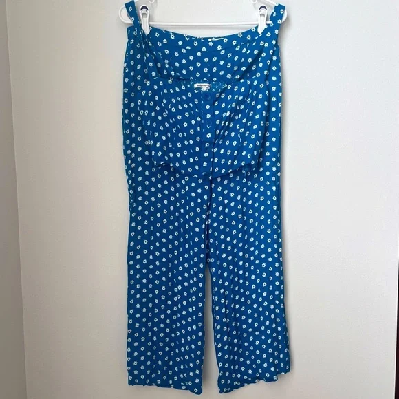 Reformation River Two Piece Set in Blue Daisy Jimmy Size 10 - Picture 1 of 16
